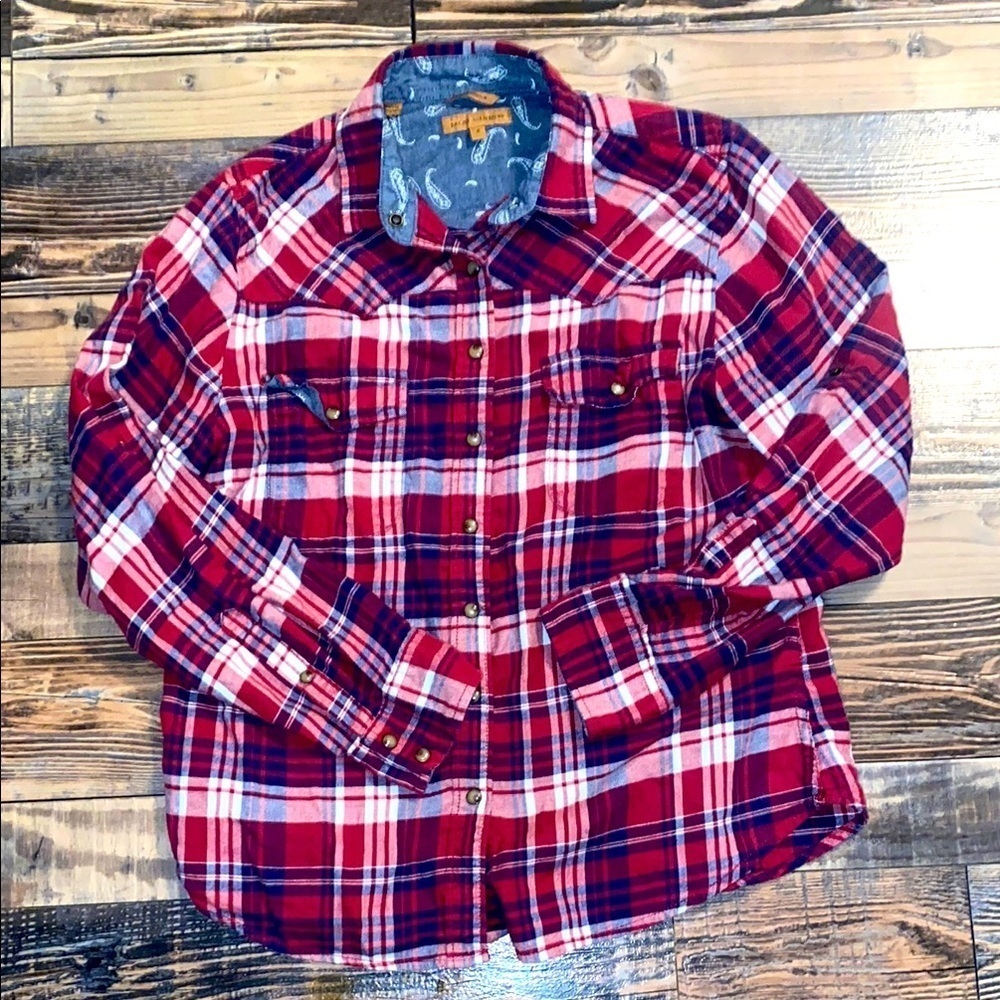 Jacks Girlfriend flannel snap up comforter stretch size small